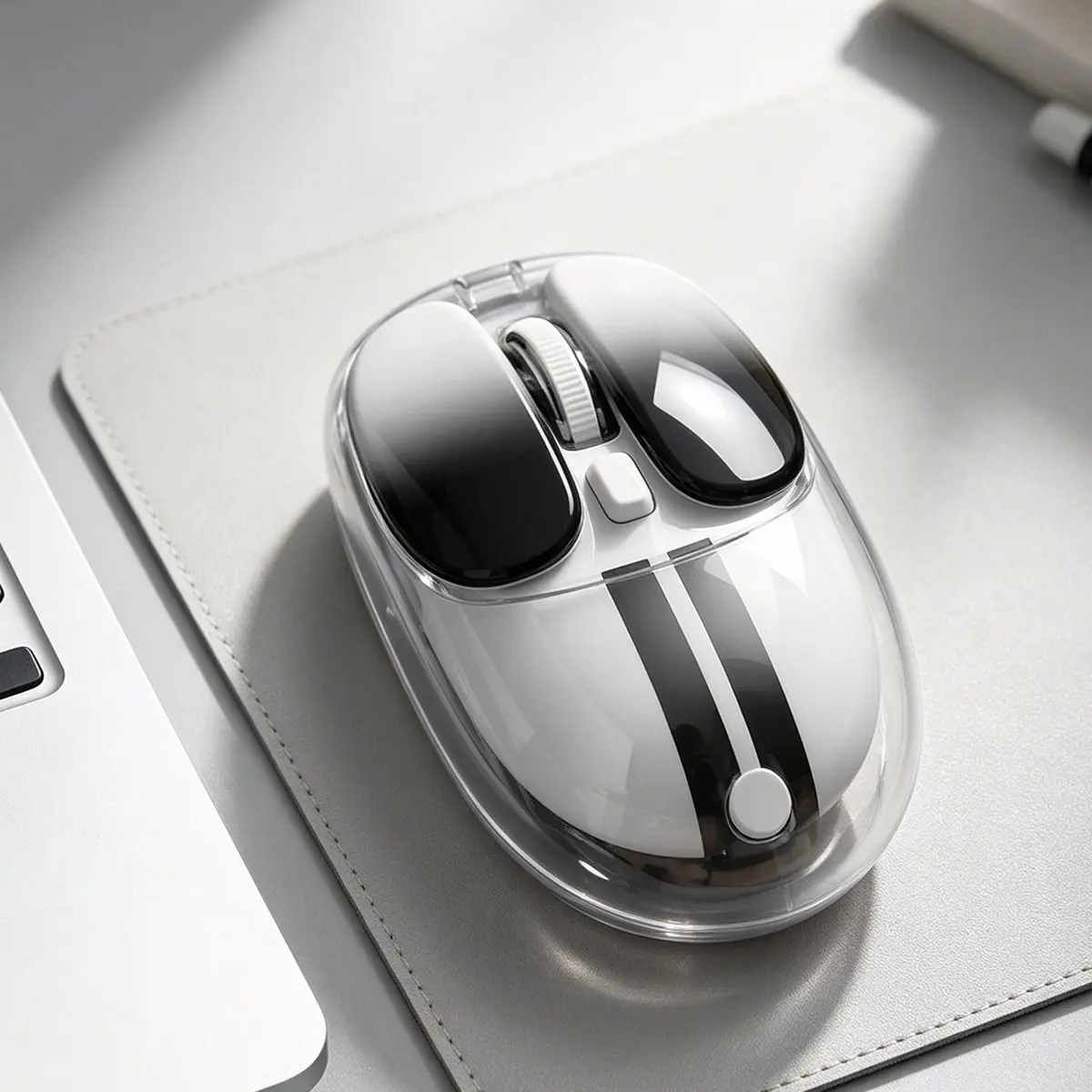 MOFii M60 Transparent Gradient Tri‑Mode Wireless Mouse, High‑Aesthetic Jelly Clear Shell Office Mouse, Bluetooth 2.4G Wired 3‑Mode Portable Mouse