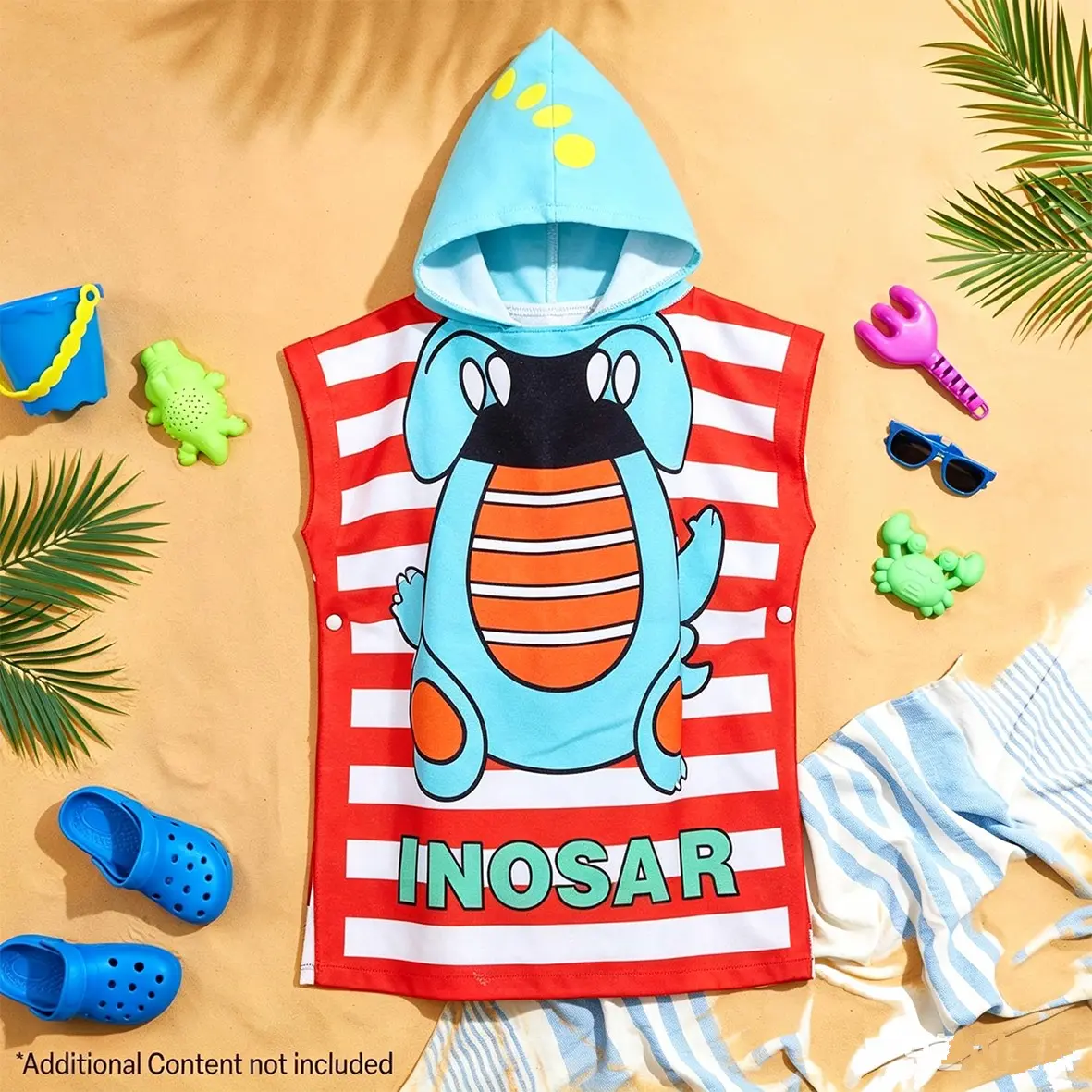 Shark Design Microfiber Beach Towel for Kids, Wearable Hooded Cape with Deep-Sea Shark Pattern, Cartoon Quick-Dry Absorbent for Swimming Beach Bath Travel