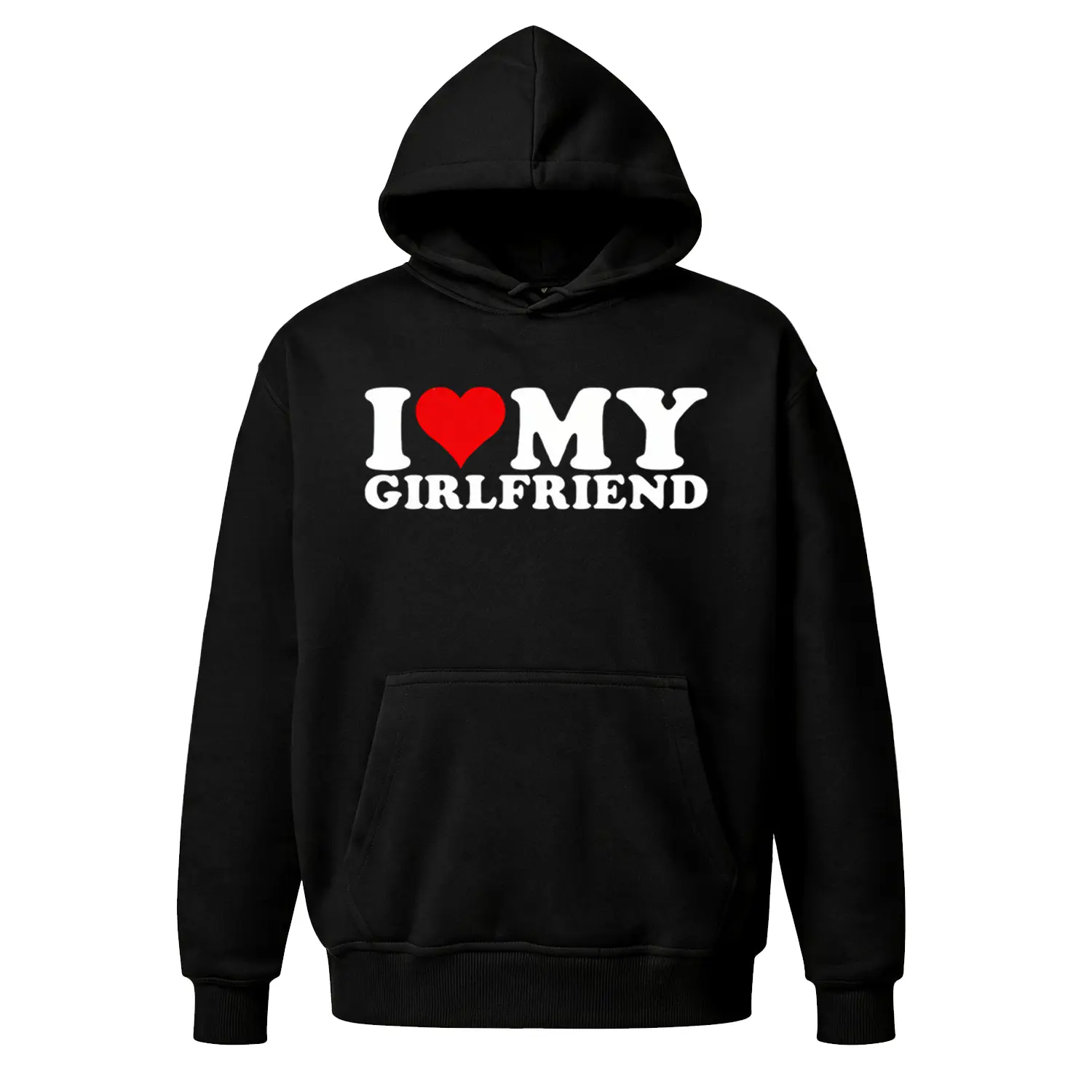 "I Love My Girlfriend" Hoodie | Classic Heart Graphic Sweatshirt | Boyfriend Gift Pullover | Oversized Unisex Fleece Top | Romantic Couple Clothes for Him/Her