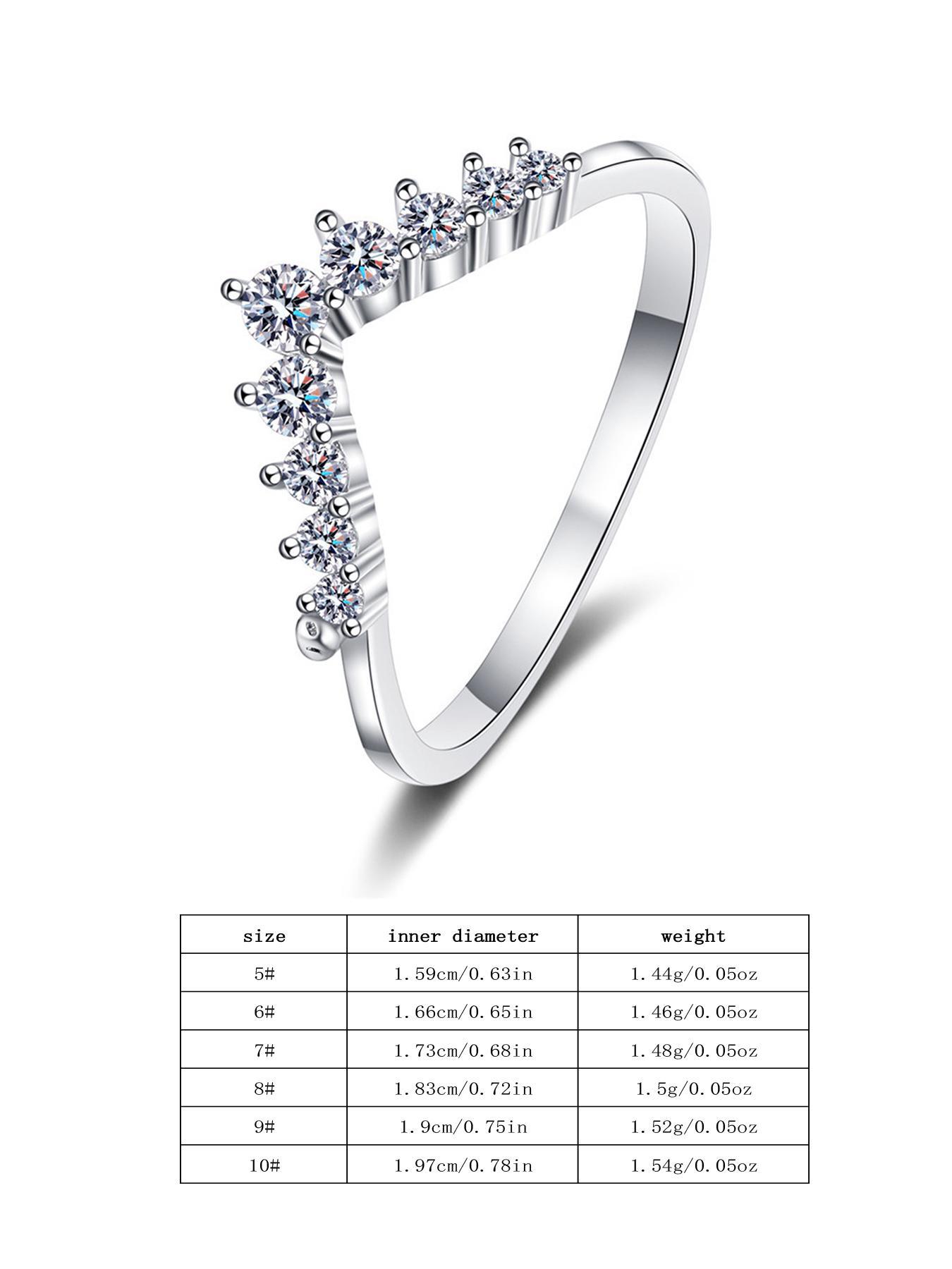 S925 Sterling Silver Crown Design Artificial Zircon Decor Bridal Engagement Ring, Luxury for Women, Trendy All-match & Exquisite Jewelry for Birthday Gift
