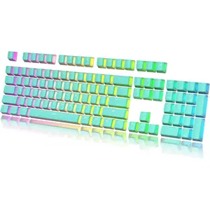 Pudding Keycaps Set | Doubleshot PBT Keycap Set | Full 108 OEM Profile Key Set | ANSI -Layout | for Mechanical Keyboard | Compatible with Cherry MX, Gateron, Kailh, Outemu | Blue