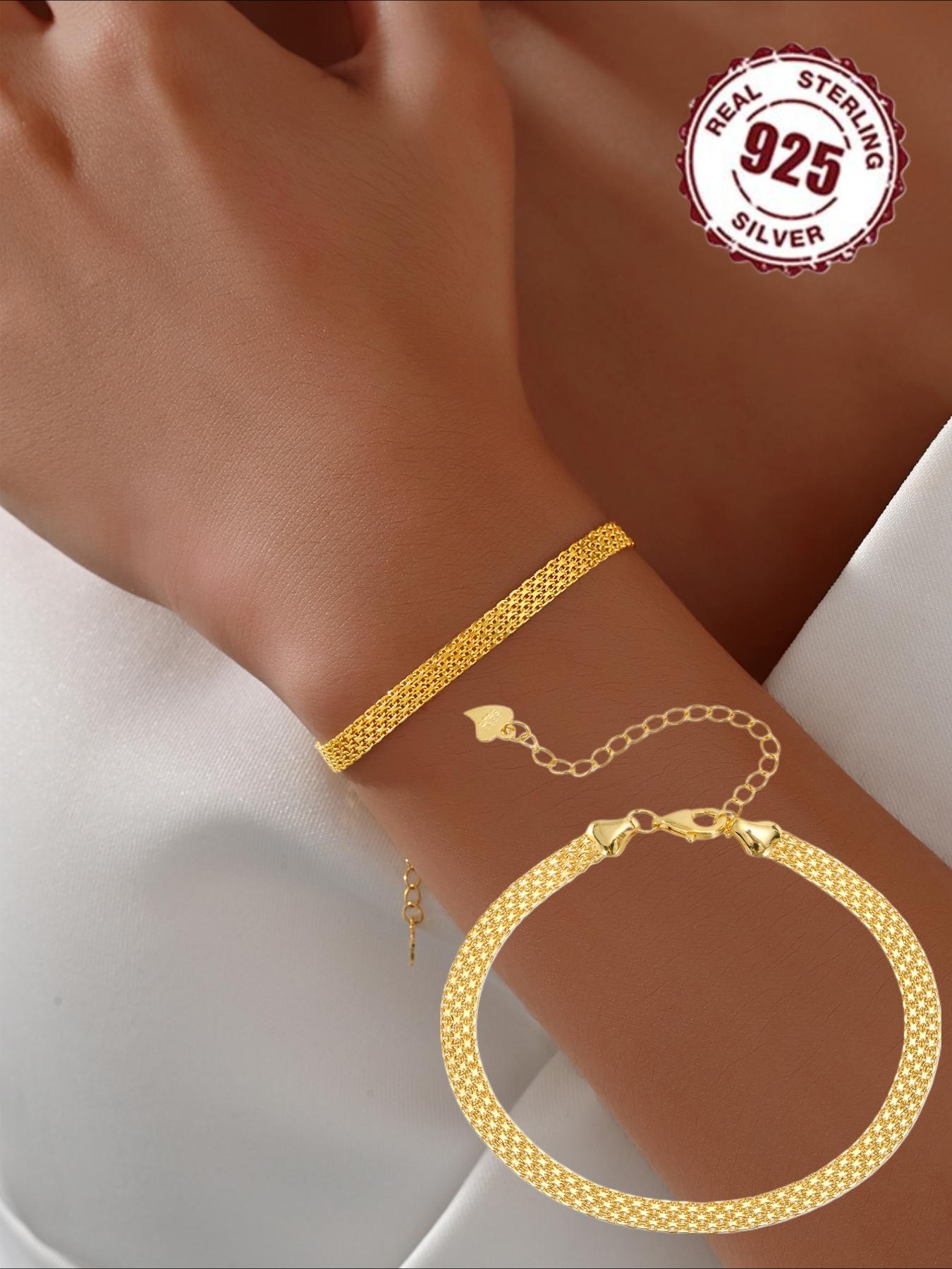 S925 Sterling Silver Wide Chain Bracelet, Elegant Trendy Chain Bracelet for Men and Women, Bracelet Perfect for Gift Idea