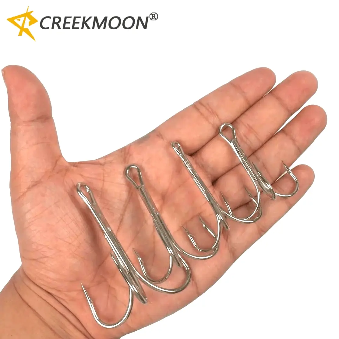10Pcs/box Huge Treble Fishing Hooks 4X Strong 6/0#-10/0# Fishhook Sharp Barbed Carbon Steel Anchor Tackle Round Bend Angle for Big Fish