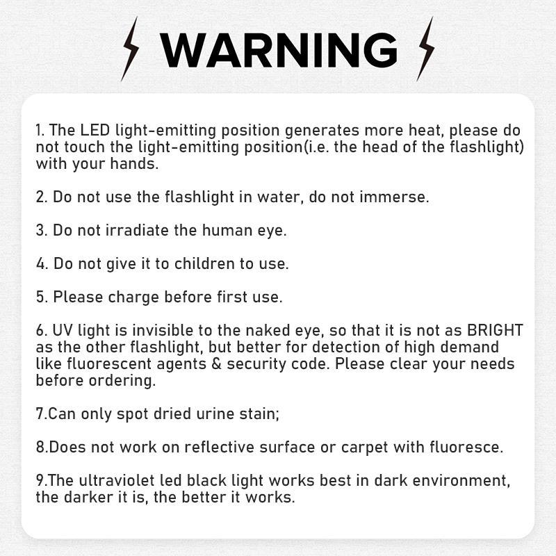 UV 395nm Flashlight, USB Rechargeable Zoomable Ultraviolet Lamp, Portable UV Detection Lamp For Pet Cat Urine & Moss Testing