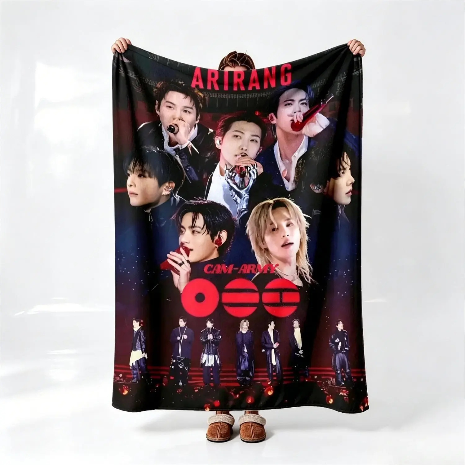 Arirang Cam-Army Classic Flannel Blanket, Soft Lightweight Fade-Resistant All-Season Throw for Adults, Christmas Thanksgiving Everyday Bed Sofa Gift