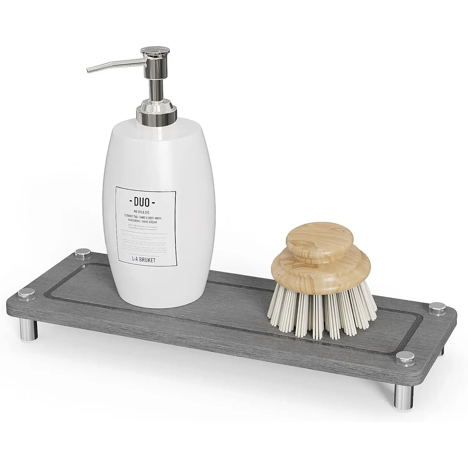 Kitchen Sink , Diatomite Water Absorbing Stone Tray, Grey | Bathroom  & Countertop Organizer, Ideal Faucet Drying Mat, Coaster, Soap Dish & Sponge Dispenser Holder