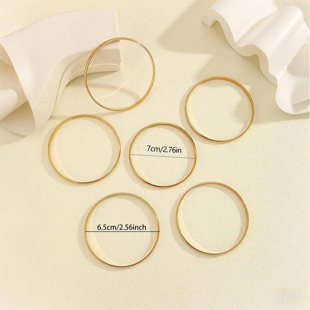 Minimalist Plain Gold Tone Stackable Bangle Set 4pcs Layered Copper Bracelets Quiet Luxury Daily Wear Jewelry Accessories for Women Valentines&birthday Boujee Gifts for gf Mother's Day gift
