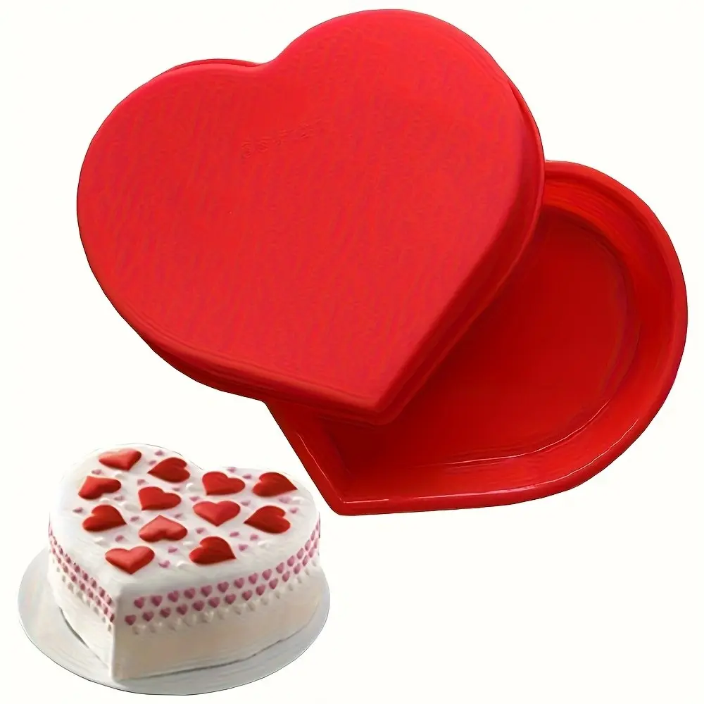 2 Piece Heart Shaped Cake Pans, 7 Inch Silicone Heart Cake Molds, Perfect for Valentine's Day, Small Heart Baking Mold Set