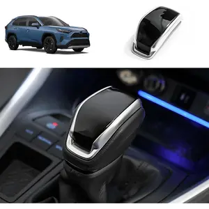 Gear Shift Knob Cover Compatible with Toyota RAV4 2024 2023 2022 2021 2020 Center Console Shifter Trim Interior Car Accessories ABS 1PC(Black with Silver)