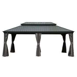 ARCH 12x20 Hardtop Gazebo Large Outdoor Metal Gazebo with Galvanized Steel Double Roof Canopy Aluminum Frame Curtains Netting for Patio Deck Garden Backyard Party Grey, Home Furniture and Household Product Search Terms for US Online Shopping