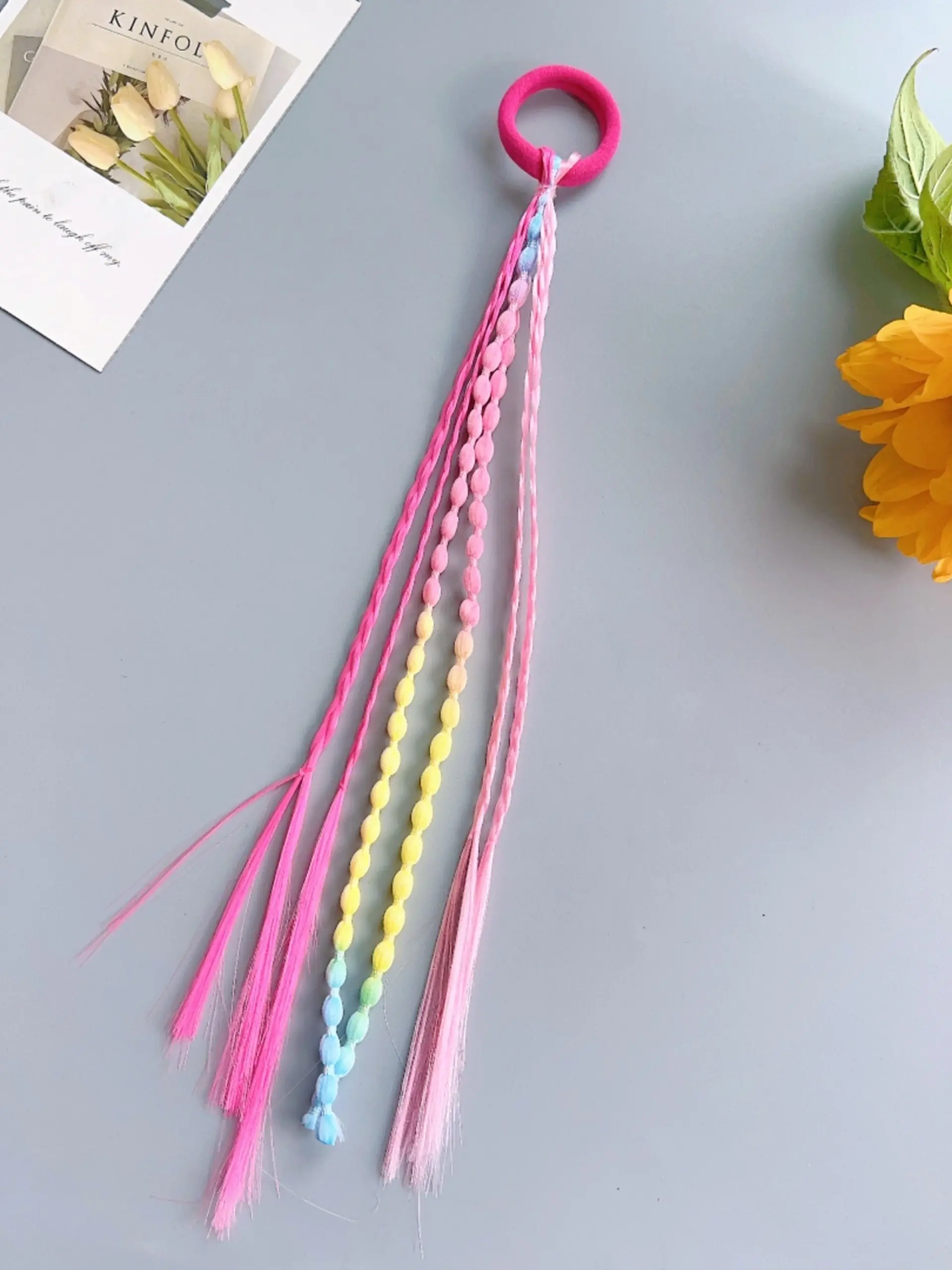 Girls' Multi-Color Hair Accessories, Braided Scrunchies, Sweet Cool Boxing Braid Elastics, High Ponytail Bean Braid Headbands