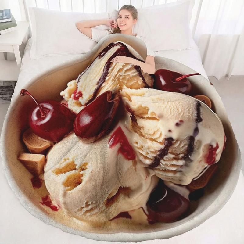 Delicious Ice Cream Print Blanket, Soft Plush Non-Shedding Warm Blanket, Home TV Watching, Camping Picnic, Office Nap All-In-One Use