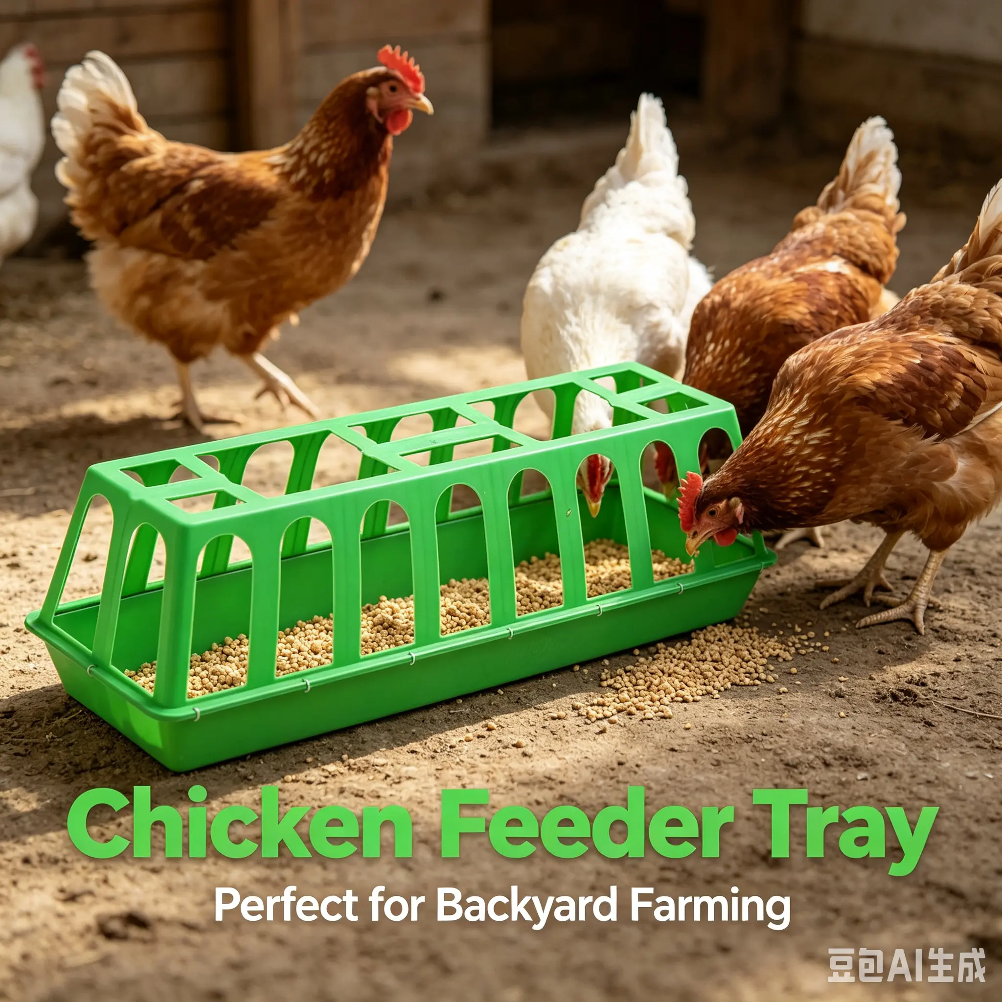 Plastic Poultry Feeder Long Trough with Arched Grids, Anti-Scatter Feed Trays & Separate Compartments, Durable Feeding Container for Poultry Birds to Clean Coop, Farm Backyard Feeding Equipment Ergonomic Water Bottle Holder Carrier plastic can covers