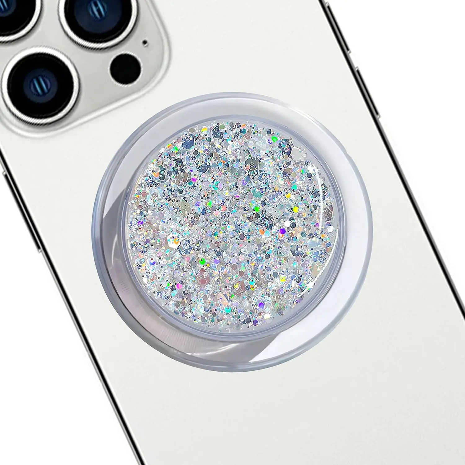 Retractable Phone Stand, Phone Grip, Suitable for Round Foldable Phones and Tablet Accessories - Transparent Shine( )