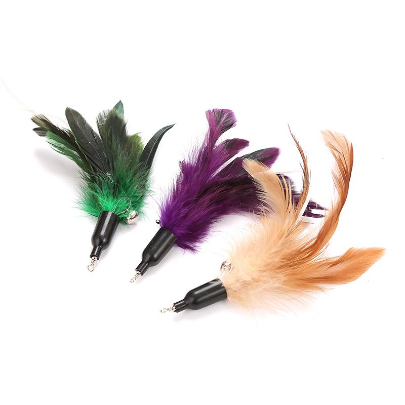Cat Toy Stick, Cat Toy Feather Bell DIY Replacement Head Cat Toy pet pr duct sqeaker  toy