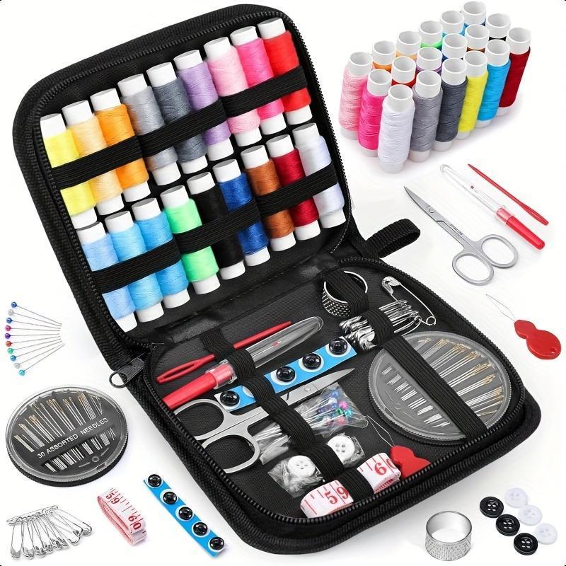 99pcs/set Sewing Kit With Case Portable Sewing Supplies, With Essential Sewing Supplies And Accessories, Accessories Contains Thread, Needles, Scissors, Needles, Measuring Tape, For Small Clothing Repairs, A Basic Travel Mending Set For Beginners And Pros