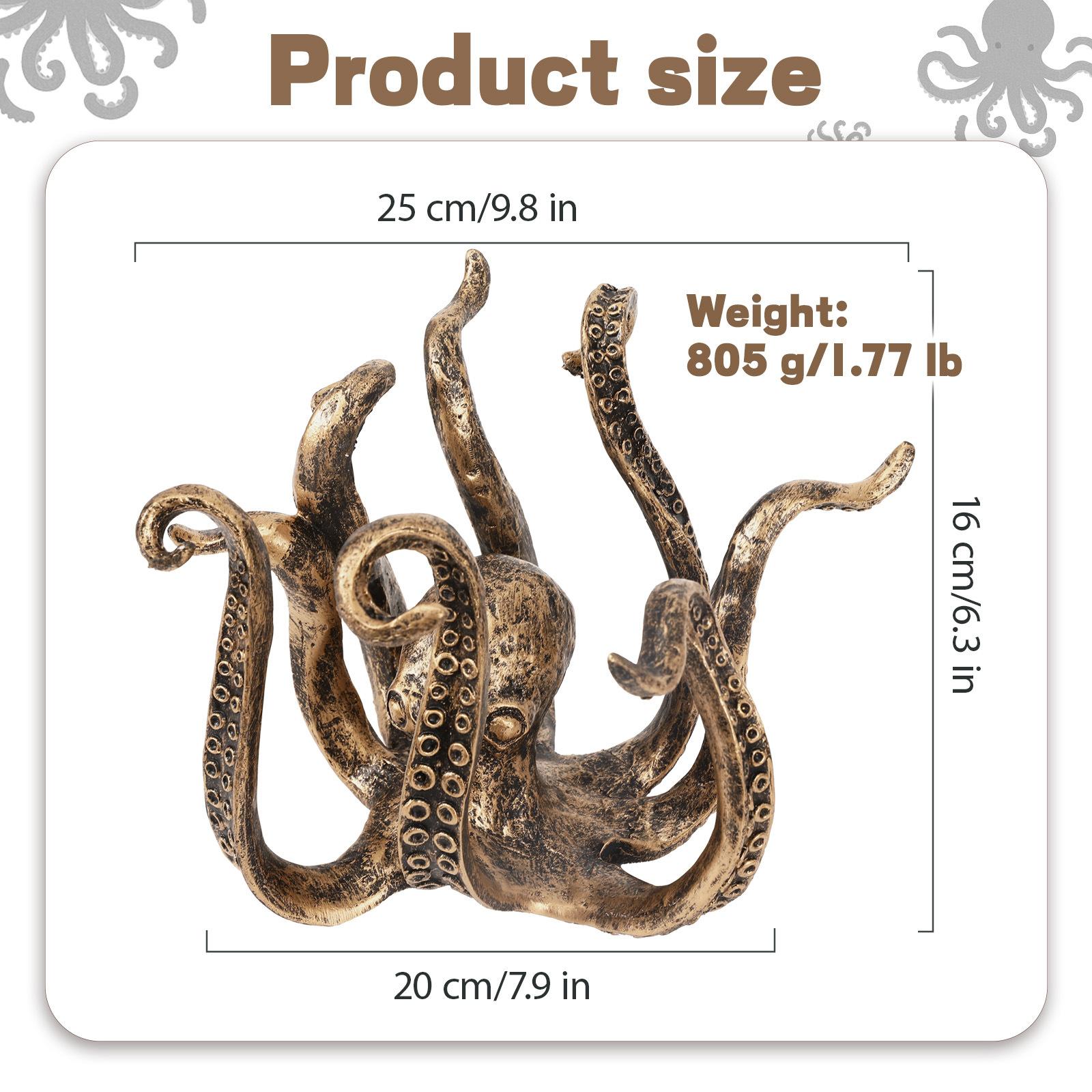 Lifelike Eight Tentacle Octopus Statue Handcrafted Resin Figurine Coastal Decor for Indoor and Outdoor Display