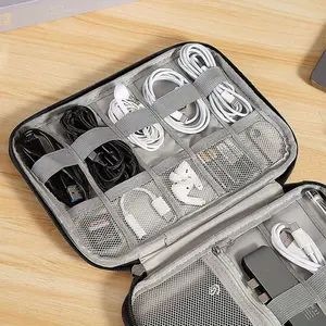 Travel Cable Organizer Case, Portable Electronic Accessories Storage Bag, Multi-pocket Tech Gear Pouch for Charger Memory Card USB Cable Earphone, Essential for Travel & Office Use