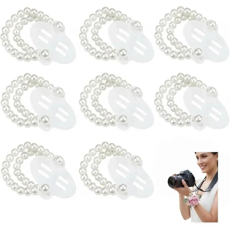 8 count Corsage Wristlet, Elastic Double-Strand  Wrist Corsage Bands for Women, Wrist Corsage Bracelets for Wedding Party, Graduation Party & DIY  Flower Decorations