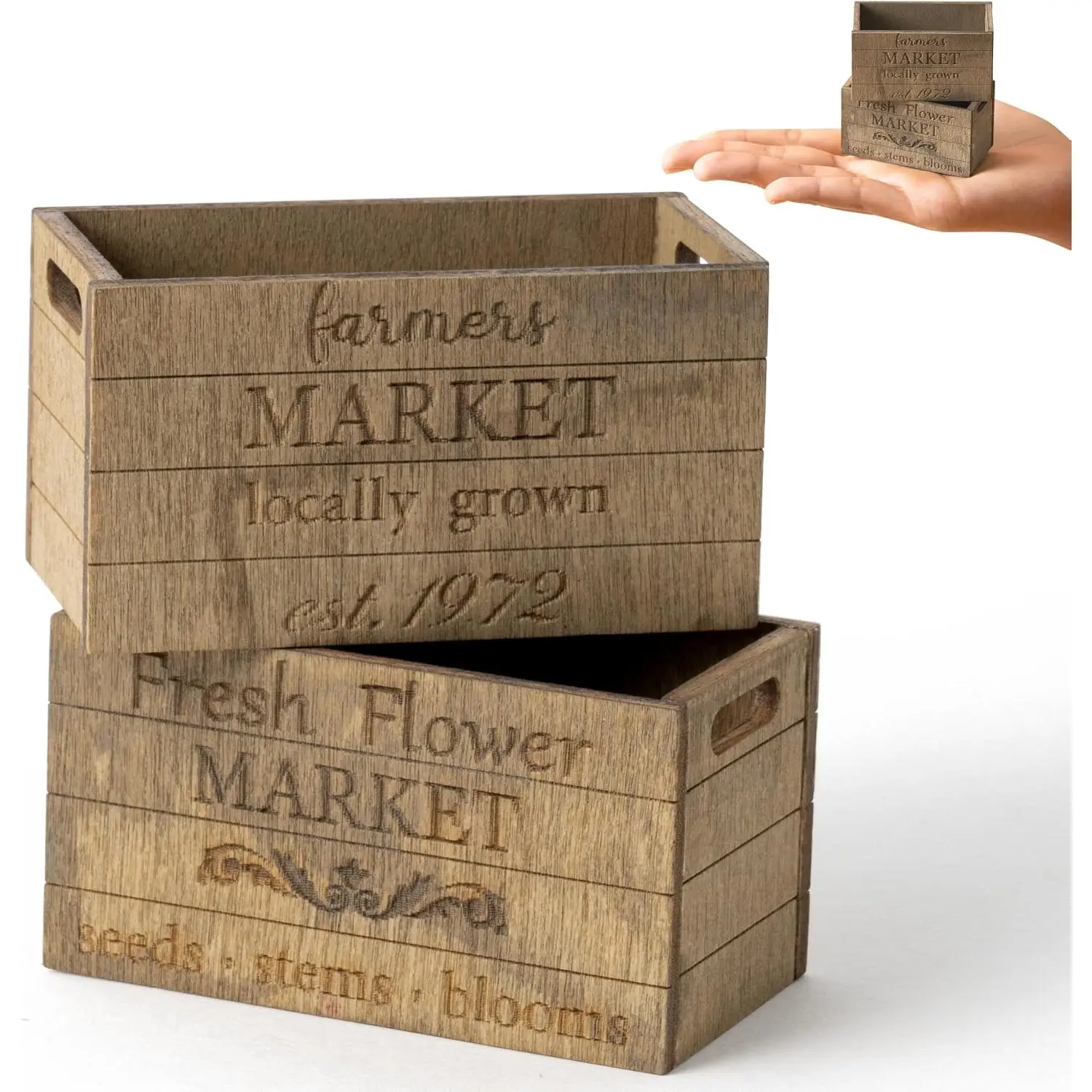 Miniature  Rustic  Crate - Retro Mini  Tiered Tray Decor Wooden Milk Crate Fruit Flower Basket Decorative Box Miniature Garden Farm Accessories  Decoration
