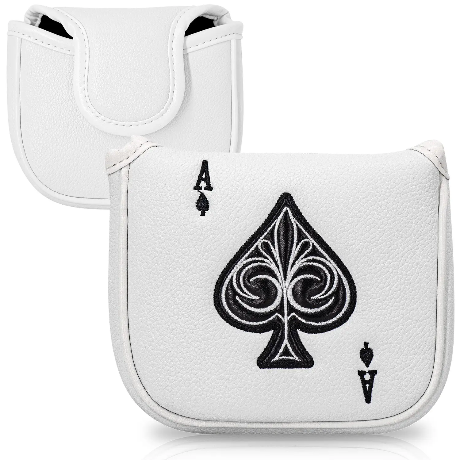 Spade Style Club Head Cover, Golf Putter Club Cover, Golf Mallet Putter Cover, PU Material, Advanced Embroidery, Fits Most Brands