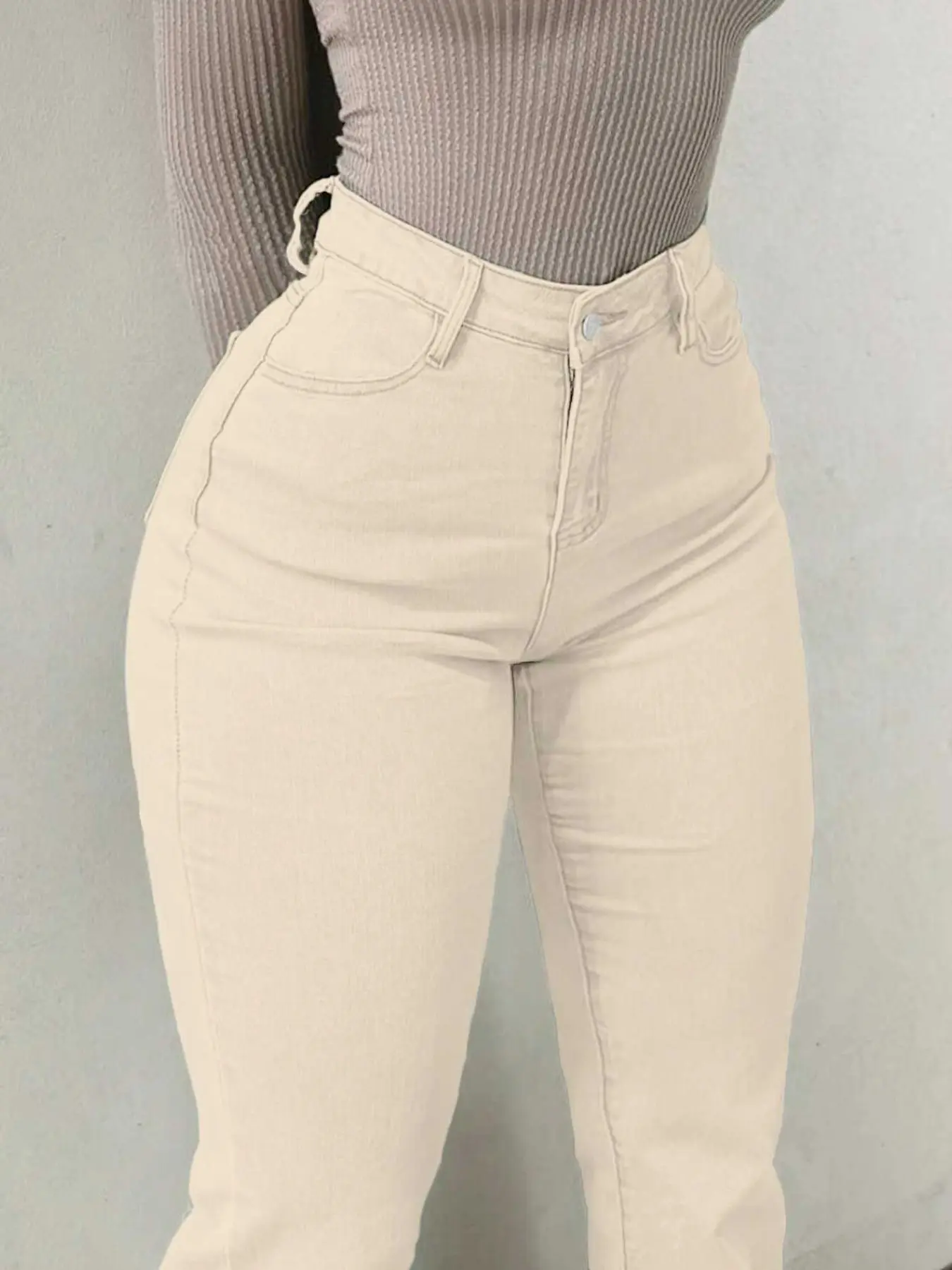 Women's High Waist Elastic Flare Pants, Elegant Slim-Fitting Long Trousers, All Season Plain Pattern, Comfortable and Stylish
