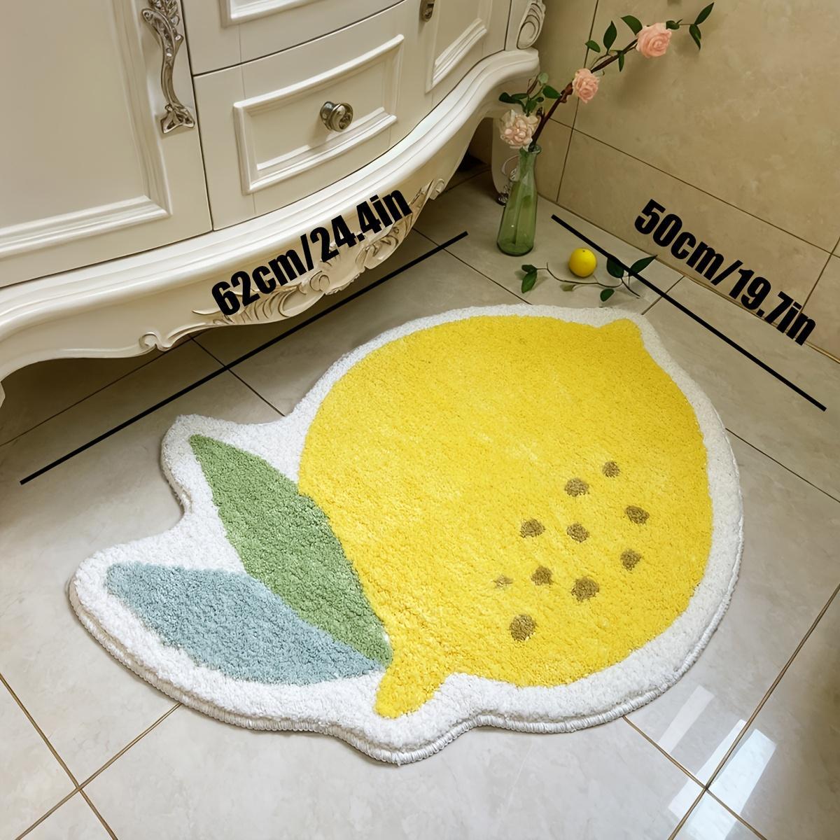 Lemon Fruit Plush - Soft Thick Cushioned with Lemon Slice, Machine Washable Non-Slip Absorbent Carpet Suitable for Bathroom, Bedroom, Kitchen, Entryway - Thick Plush Texture (19.7x24.4 Inch)