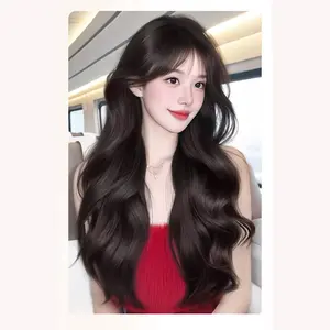 Women's Long Hair Wig, Seamless V-Shape Large Wave Extension, Natural Volume, Realistic Look, No Visible Line, Curly Hairpiece