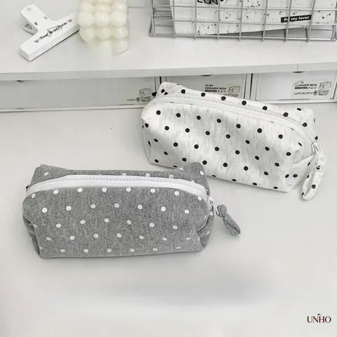 Polka Dot Cutecore Pencil Pouch - Korean Ins-Style Aesthetic Zipper Desk Storage, School Daily Student Stationery Organizer, Polka Dot DIY Bag Accessory for Luggage & Bags
