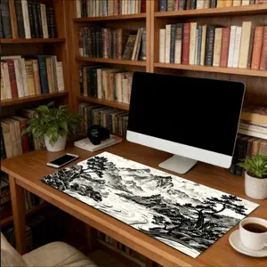 Large Game Mouse Pad with Diatomaceous Earth Material, Non-Slip Rubber Base, Ideal for Gamers, Office, School, Esports, Home Decor