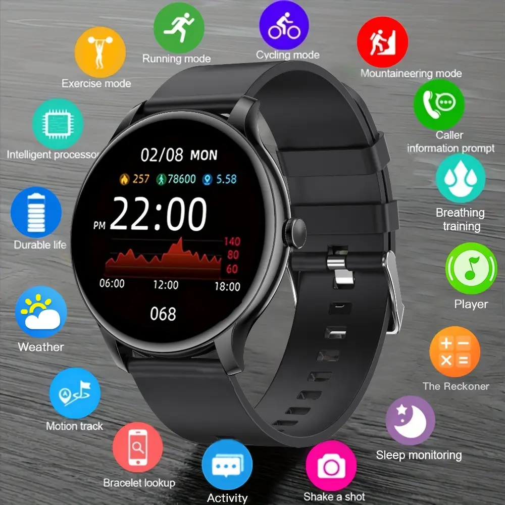 Gwenland Unisex Smart Watch, Casual Design, Digital Display, 100+ Sports Modes, Voice Control, Rechargeable, Ideal Gift for Valentine's Day