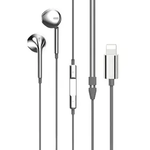 Silver Color Wired Earbuds with Lightning Control, Compatible with iPhone 7-14, Y2K Retro Style, Suitable for Young Adults