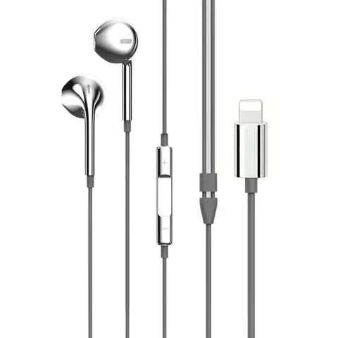 Silver Color Wired with Lightning Control, Compatible with iPhone 7-14, Y2K Retro Style, Stylish Earbuds, Suitable for Young Adults
