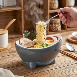 40oz Large Shark Ramen Bowl – Home Decor, Entryway Key Bowl, Cute Ceramic Bowl for Snacks/Soup/Candy, Handmade Fruit Bowl for Kitchen Counter, Unique and Fun Shark-Themed Gift