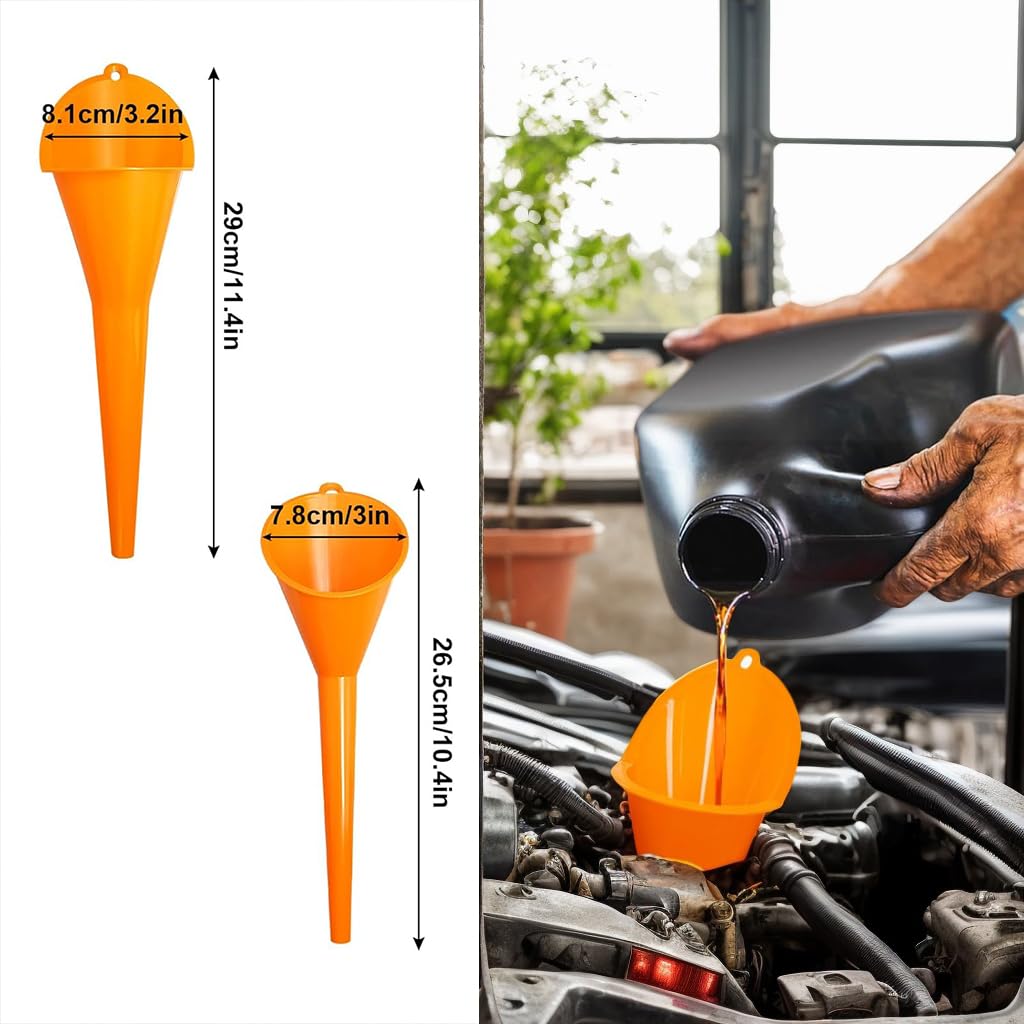 10 count Funnels for Automotive Use,Automotive Funnel Set with Wide Mouth Long  Hose, Flexible Oil Transmission  Funnel Kit for Oil Change