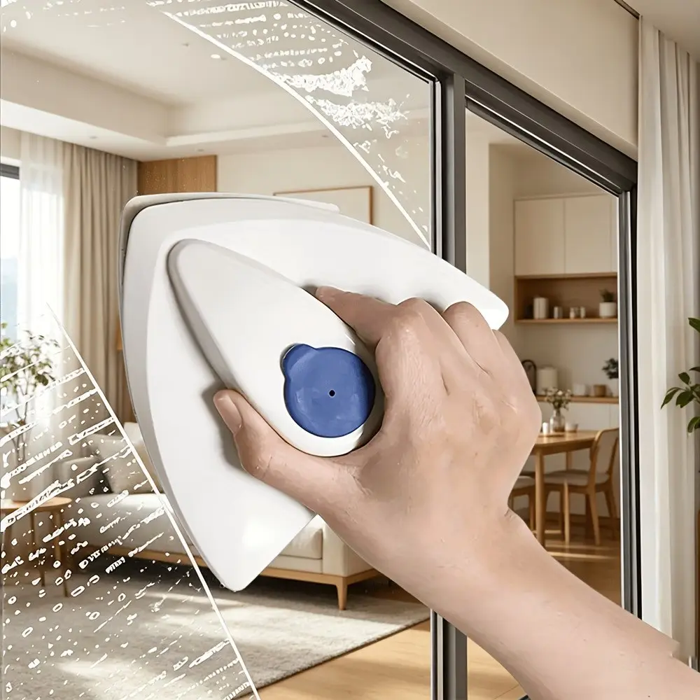 Double-Sided Magnetic Cleaning Tool, Portable Window Cleaner with Dual Water Tank Scrubber System, Abs Material, Ideal for Bathroom, Kitchen, Living Room, Home, Outdoor, Boat