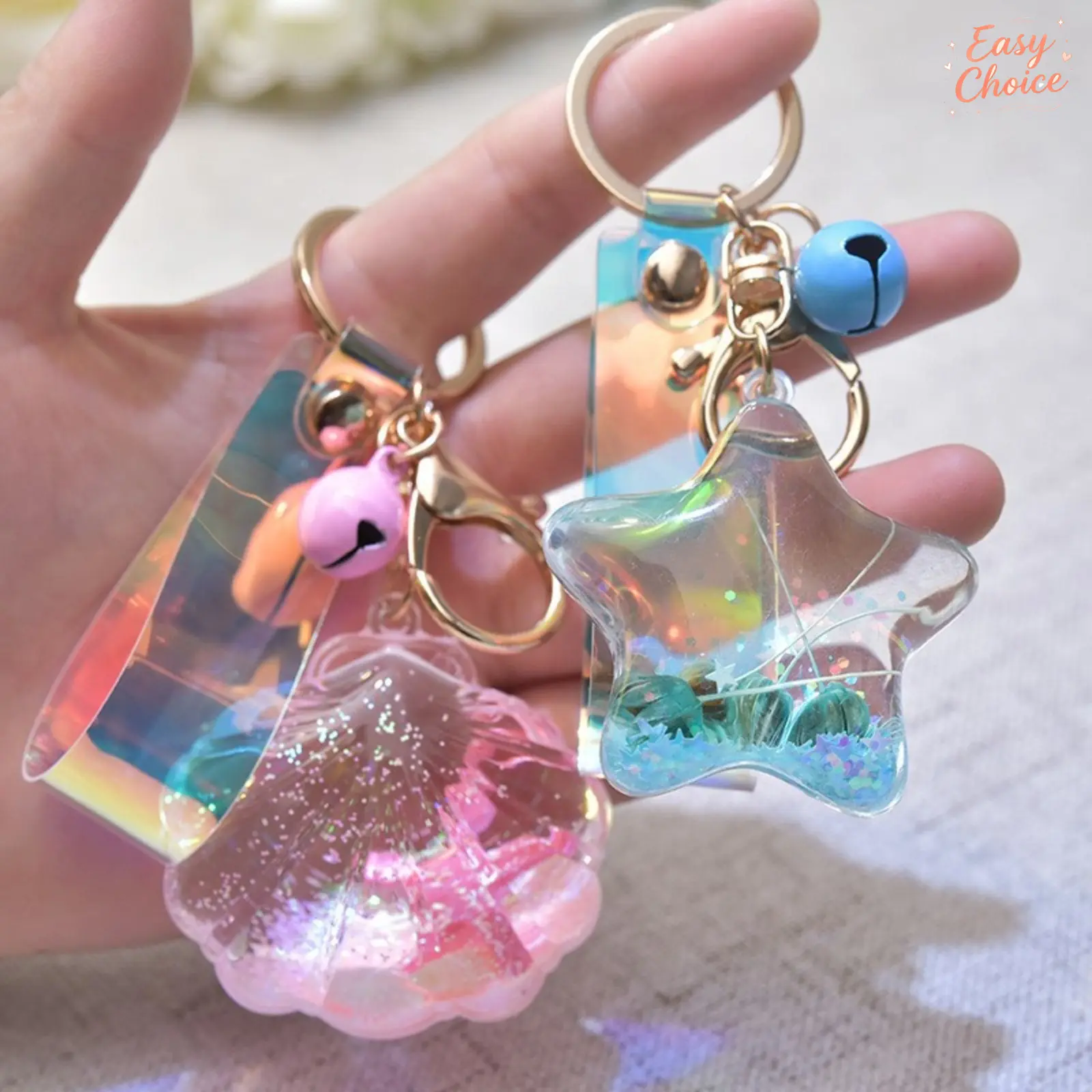 Creative Acrylic Liquid Quicksand Star Keychain Charms, Floating Oil Five Point Star Pendant, Cute Couple Gift Hanging Ornament For Car Keys Backpack Daily Decor