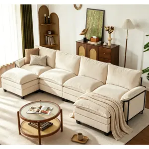 [2-3 Packages]110-143 Inch Modular Couch Sectionals with Ottoman, Big Comfy Cloud Couches, L/U Shaped 4-6 Seat Modular Sectional Sofa, Modern Cloud Sectional Couches for Living Room, Deep Seat Sofa