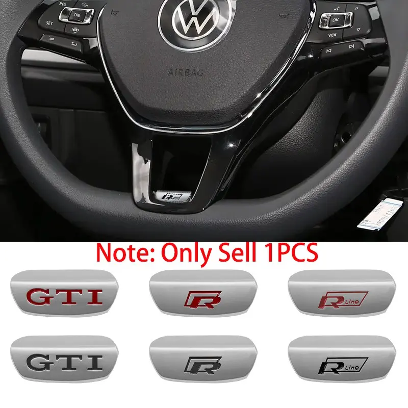 1Pcs 3D Metal Volkswagen Models Car Styling Car Steering Wheel Center Emblem Badge Logo Sticker Interior Decoration Accessories For Volkswagen VW GTI R Line Polo Golf Passat Jetta Scirocco Tiguan Jetta T-ROC Touareg Touran Car Stickers