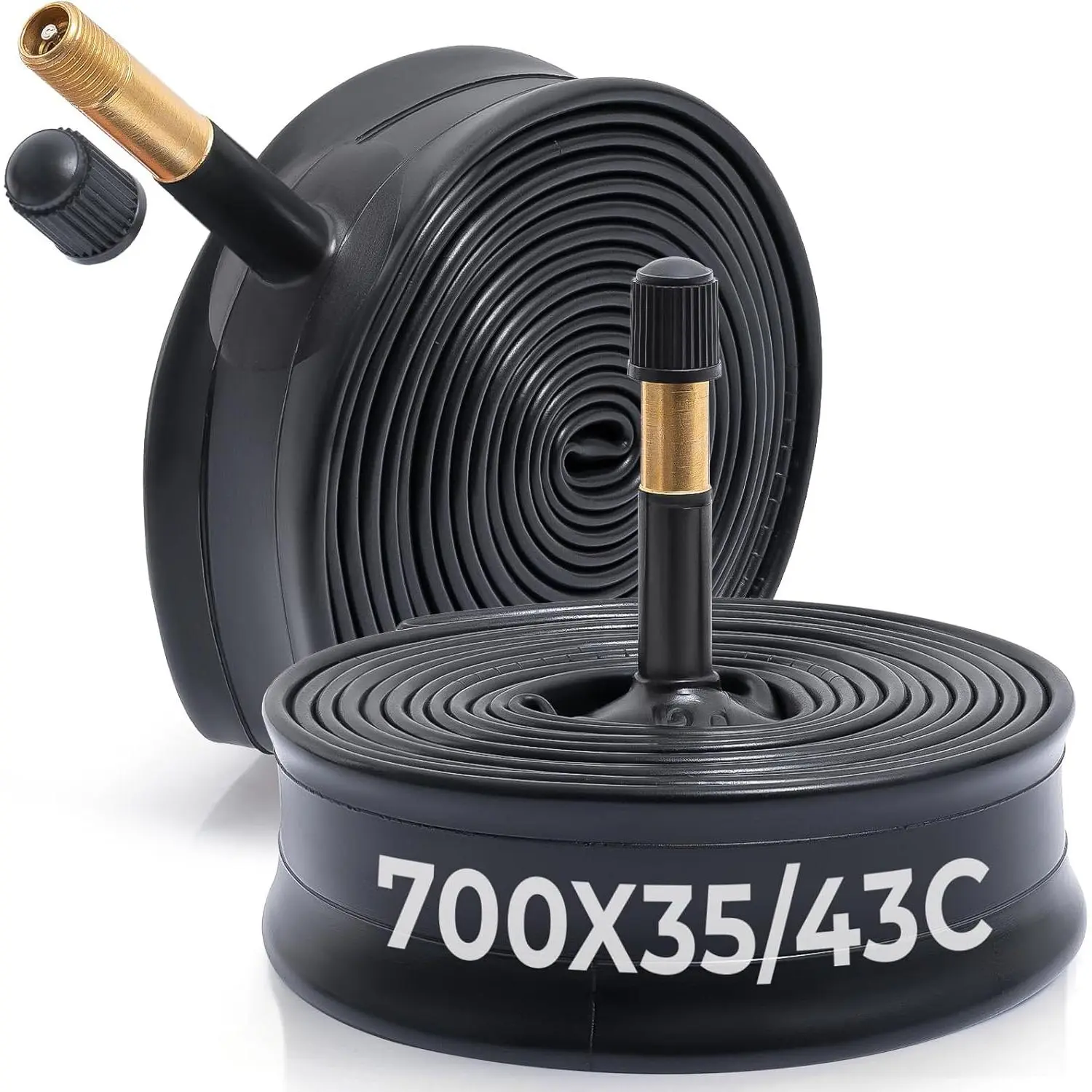 2 PCS Premium 700x35C/38C/40C/43C Bike Tubes, Compatible for 700x35C to 700x43C Bike Tire, with AV48mm Schrader Valve, Butyl Rubber, Used for Mountain, Cruiser, City and Road Bikes