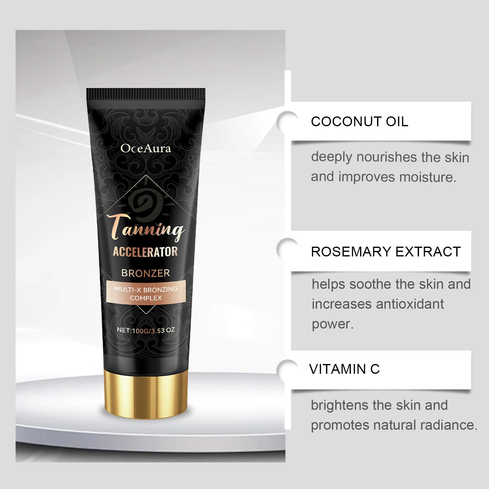 OCEAURA  Dark Tanning Bed Lotion with Bronzer, Tanning Accelerator with Coconut & Aloe, Rosemary & Vitamin C Antioxidant, UV Resistance No Sunburn, Fast Natural Bronze, Deep Hydration & Repair for All Skin wipes shower Intensive Gel Hydrating  self