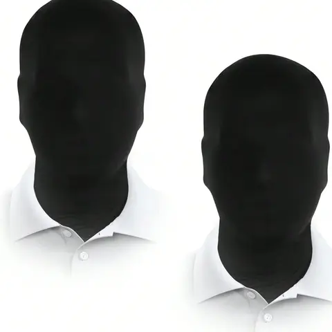 2Pcs Full Face Mask Spandex Hood Skin Mask Elastic Breathable Mask for Halloween Cosplay Costumes Unisex Accessory, Black Full Face Kanye Mask for Halloween Adult Faceless Morph Head Cloth Costume, Mask Design