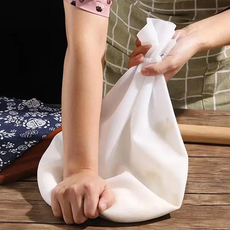 Food-Grade Silicone Dough Kneading & Mixing Bag, Reusable Casual Plain Tencel-Enhanced Tool for Bread, Pizza Dough (Yes, Suitable for Fashion Accessory Set Prep Tasks), S, Chiffon, Satin, Washable Cotton