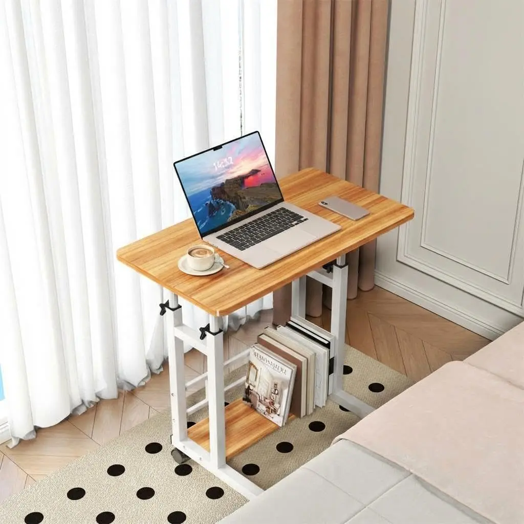 Small Adjustable Height Standing Desk Mobile Rolling Laptop Table with Wheels 31.5x15.75" 27.16-35.43"