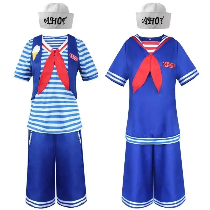 Children Cosplay Costume Complete Set Robin Steve Harrington Shirt Pants Hat Vest Halloween Carnival Outfit