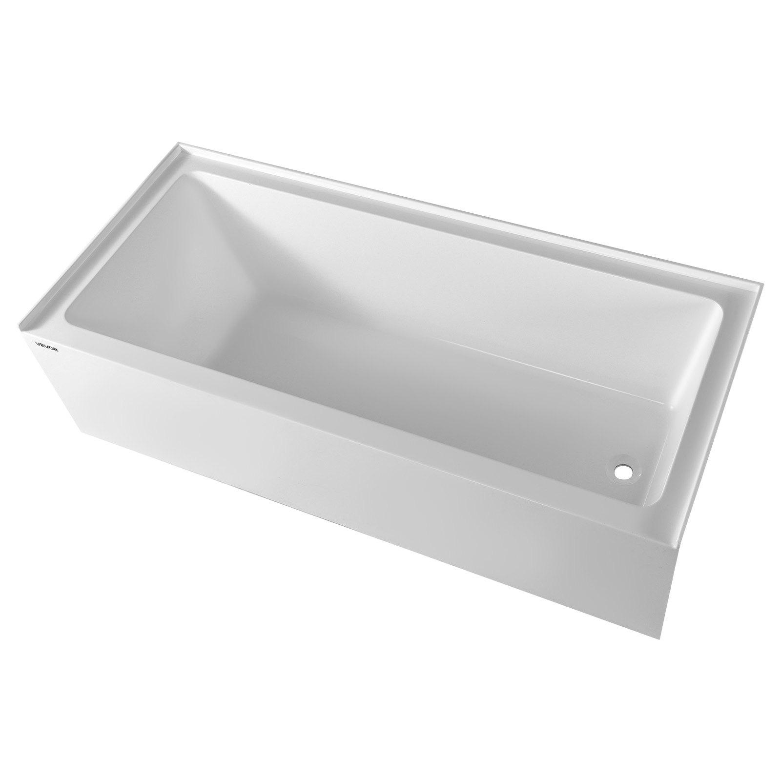 VEVOR Alcove Bathtub, 71.9" x 32" Contemporary Alcove Acrylic Bathtub, Soaking Bath Tub with Right Hand Drain & Overflow Hole, Large Rectangular Deep Soak Tub for Bathroom with Integral Flange, White