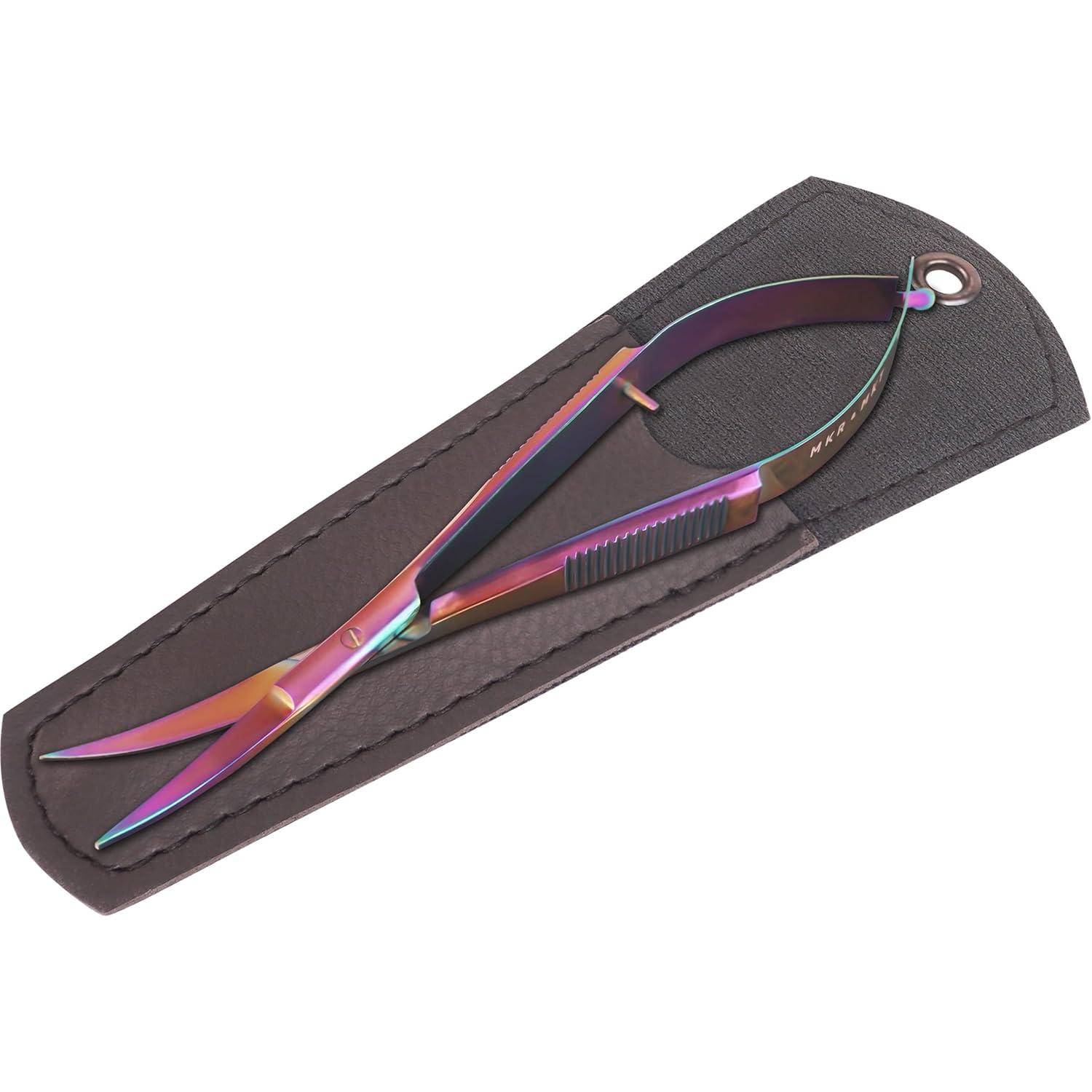 Spring Action Curved  4.5 Inch EZ Snip Squeeze  with Pouch Sleeve for Applique, Embroidery, Fabric, Thread, Knitting, Sewing, Arts & Craft (Curved )