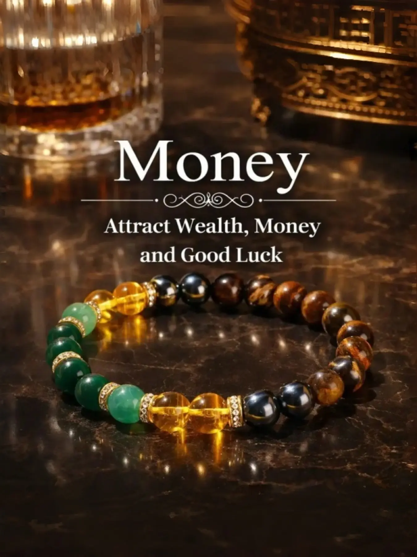 Money Bracelet for Women Men with Black Onyxand Tiger's Eye - Luck Bracelet - Attract Wealth,Abundance and Prosperity Daily Wear AestheticJewelry Gift for Her Everyday Wear backtoschool