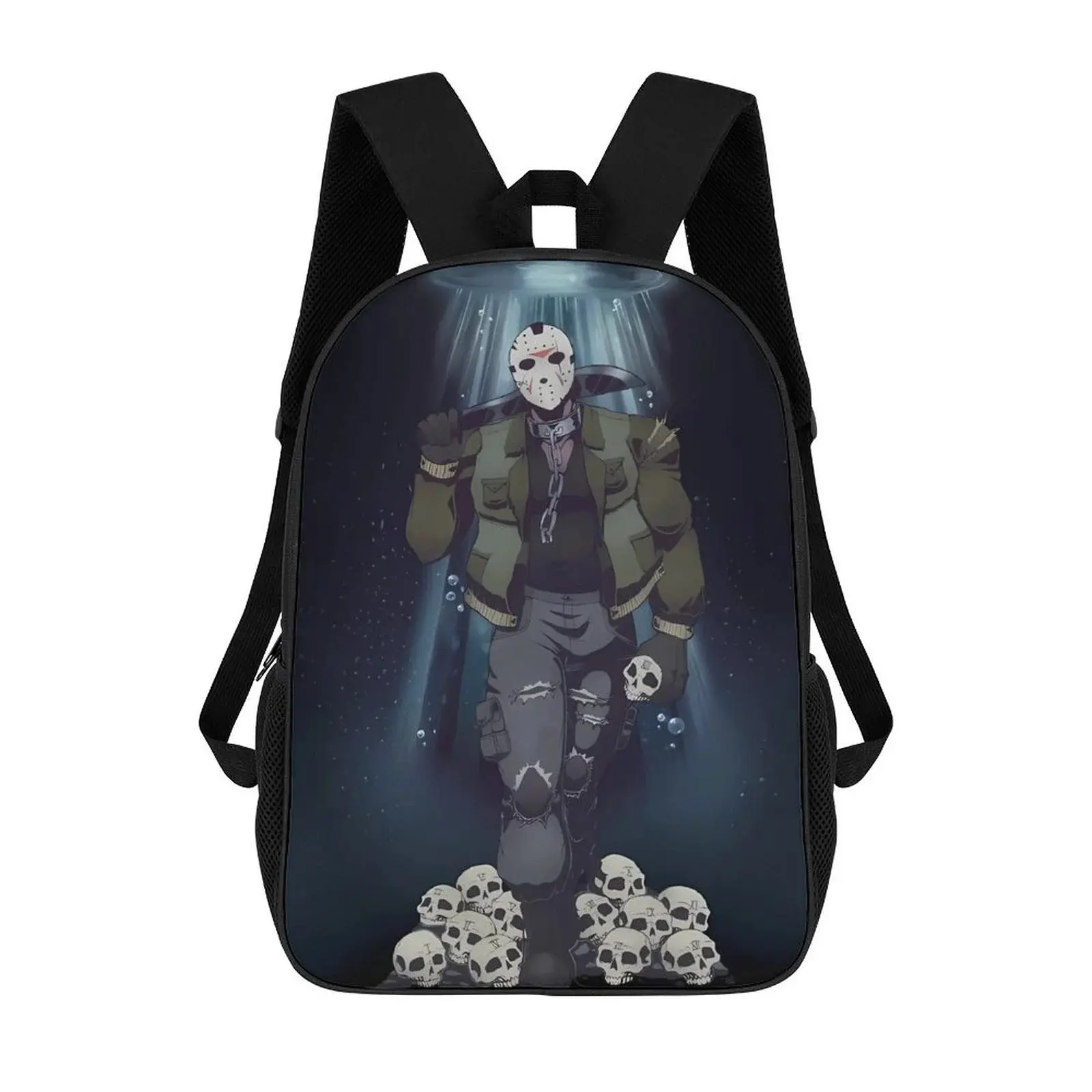 Jason Voorhees 17-Inch Oxford Cloth Laptop Backpack, Chic Synthetic Durable Lightweight Bag with Adjustable Shoulder Straps for Male & Female Campus Life Use (Computers & Office, School Supplies)