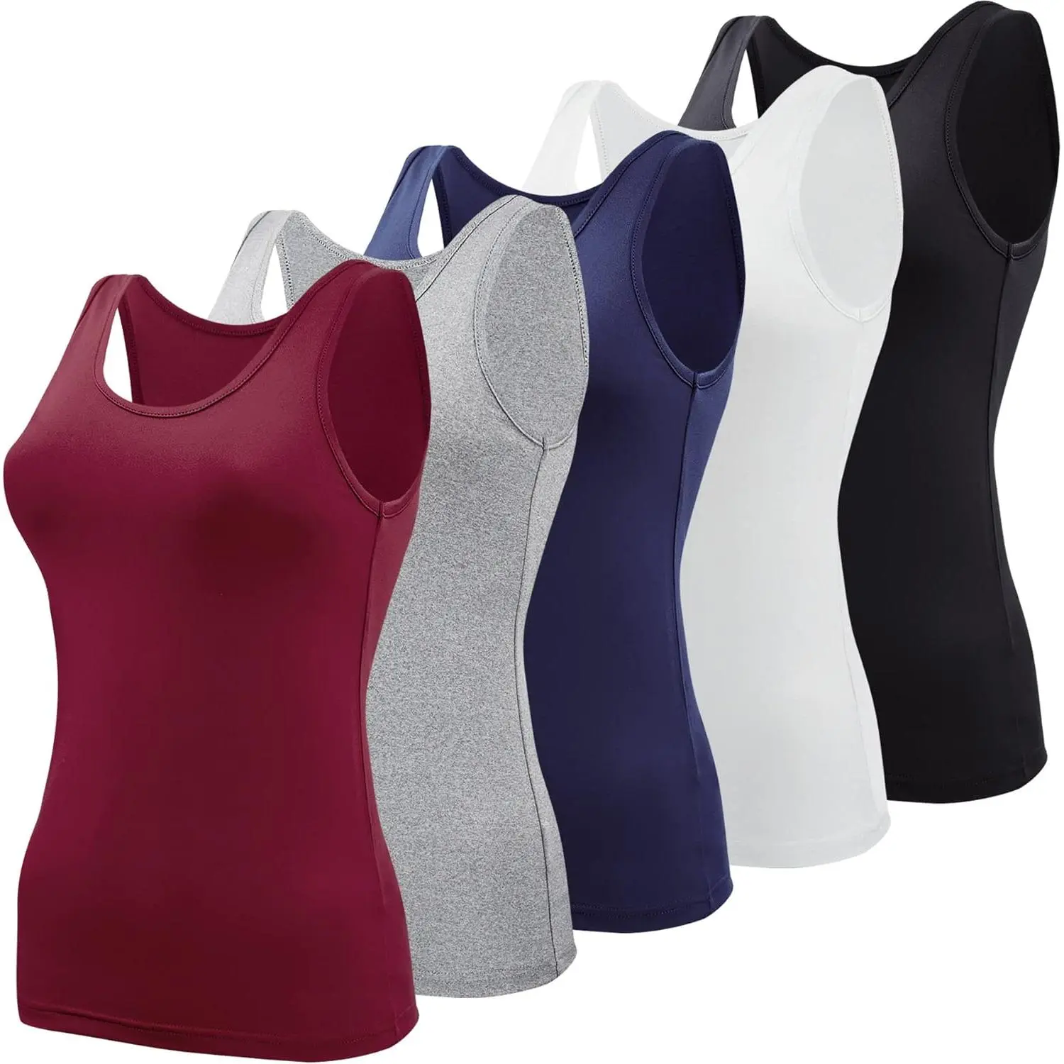 Women's 5-Pack Basic Tank Tops, Casual Fashion Sleeveless Basic Inner Tops Undershirts, Basic Inner Top
